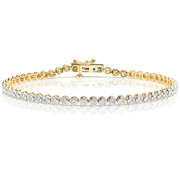 Diamond Tennis Bracelet 2.00ct H/Si Rubover Set in 18K Gold