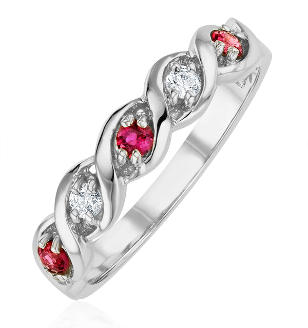 Ruby 0.20ct And Diamond 9K White Gold Ring
