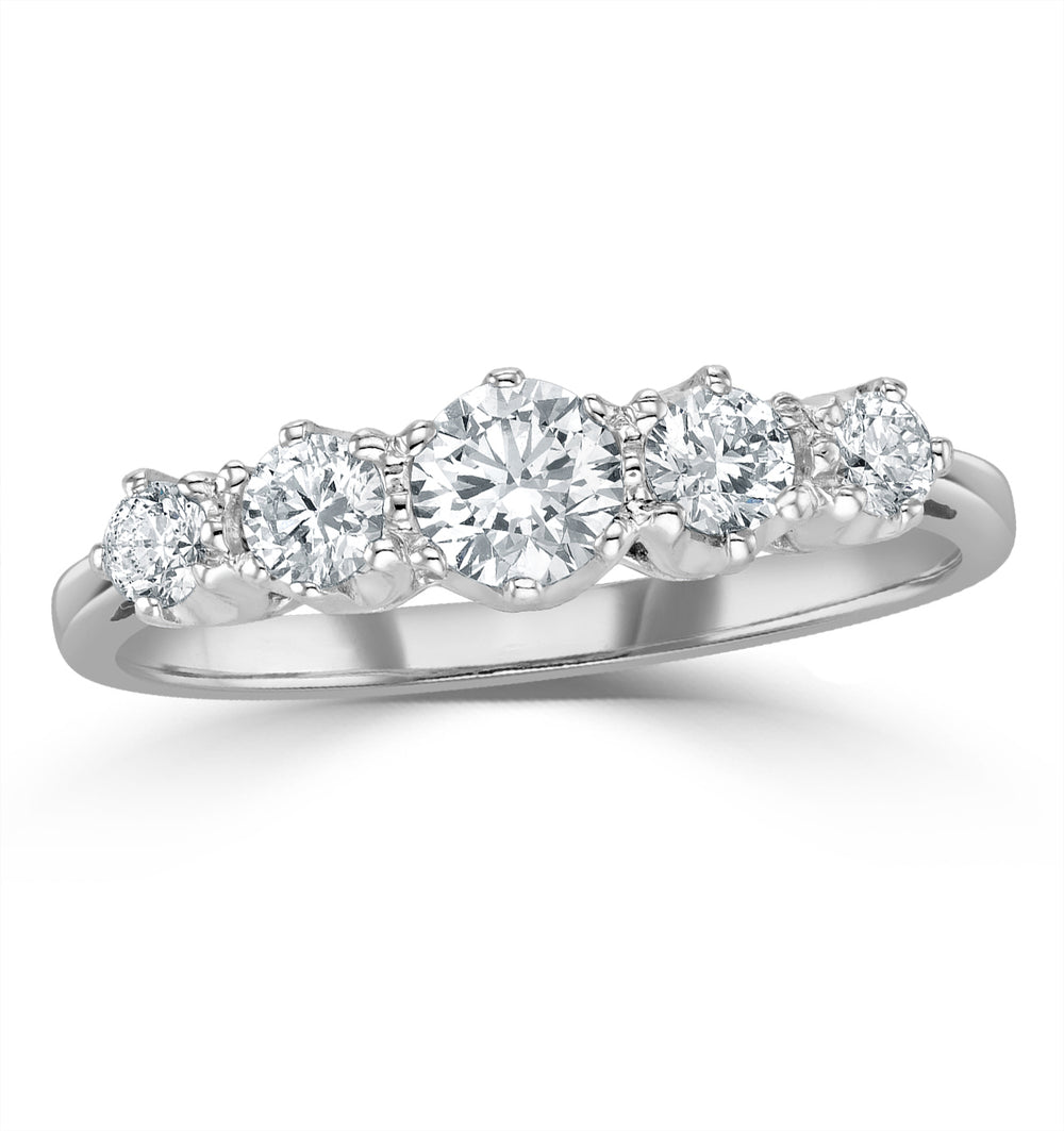 Grace 18K White Gold 5 Stone Diamond Eternity Ring 0.75CT PK