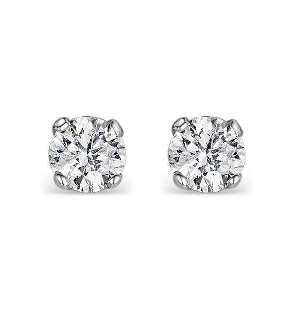 Diamond Earrings 0.40CT Studs H/SI Quality in 18K White Gold - 3.8mm