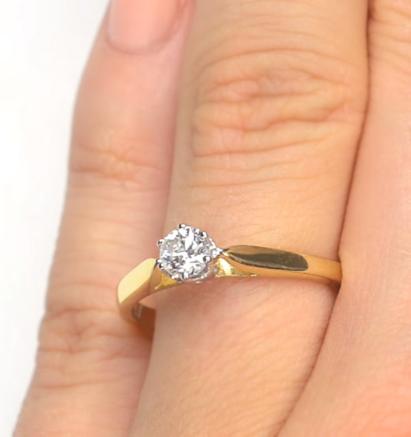 Certified Low Set Chloe 18K Gold Diamond Engagement Ring 0.25CT-F-G/VS