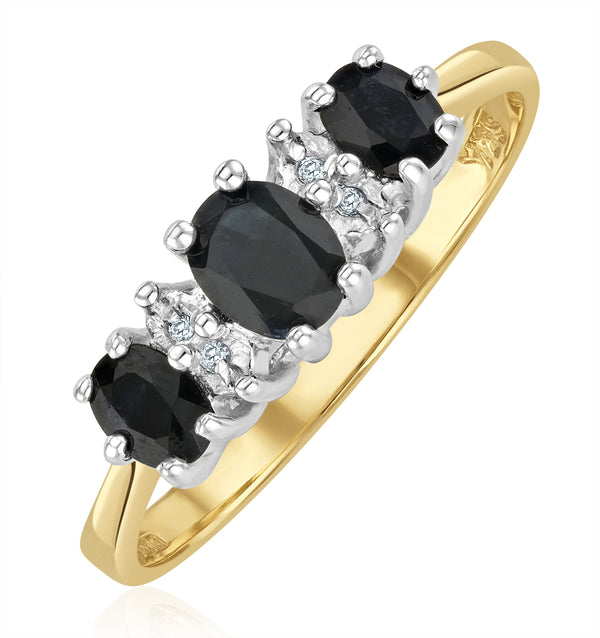 Sapphire 1.00ct And Diamond 9K Gold Ring