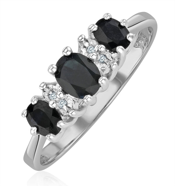 Sapphire 1.00ct And Diamond 9K White Gold Ring