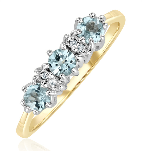 Blue Topaz 0.50CT And Diamond 9K Yellow Gold Ring