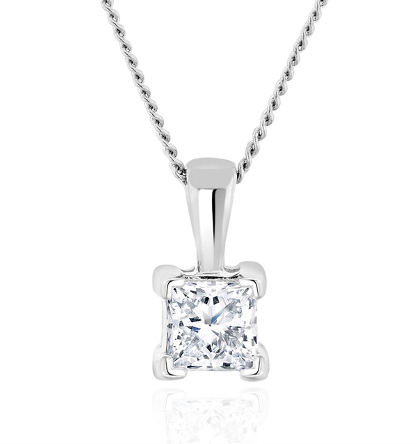 0.33ct Lab Diamond Princess Cut Solitaire Necklace in 9K White Gold