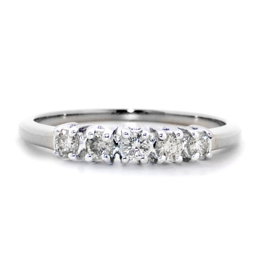 9K White Gold Diamond Value Five Stone Ring 0.25ct