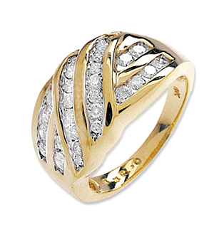 9K Gold Diamond Channel Set Ring