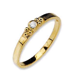 9K Gold Diamond Detail Ring