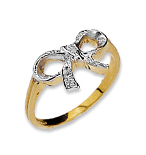 9K Gold Diamond Bow Detail Ring