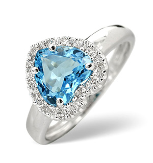 18K White Gold Diamond and Blue Topaz Ring