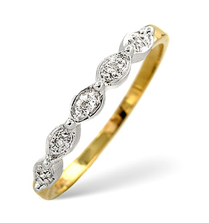 Half Eternity Ring 0.02CT Diamond 9K Yellow Gold