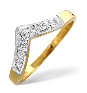 Wishbone Ring 0.11CT Diamond 9K Yellow Gold