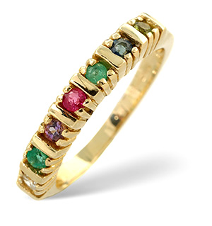 9K Gold D.E.A.R.E.S.T Diamond-Emerald-Amethsty-Ruby-Sapphire Topaz Ring