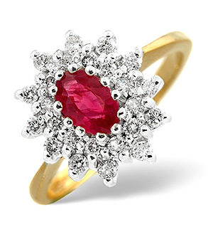 18K Gold Diamond and Ruby Ring 0.36ct