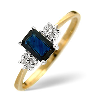 18K Gold Diamond and Sapphire Ring 0.06ct