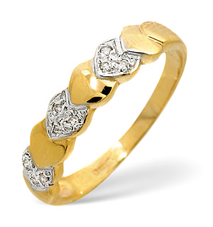 9K Gold Diamond Design Ring 0.03CT