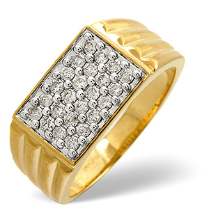 Mens Ring 0.50CT Diamond 9K Yellow Gold