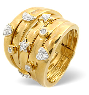 Big Fancy Ring 0.20CT Diamond 9K Yellow Gold