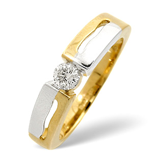9K Gold Two Tone Ring 0.20CT