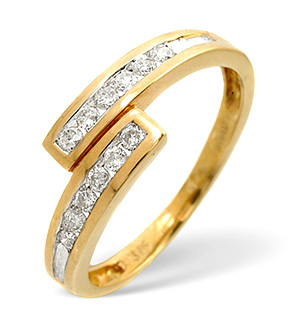 Cross-Over Ring 0.20CT Diamond 9K Yellow Gold