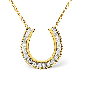 Horse-Shoe Necklace 0.50CT Diamond 9K Yellow Gold