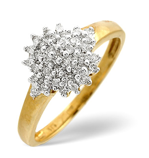 Cluster Ring 0.20CT Diamond 9K Yellow Gold