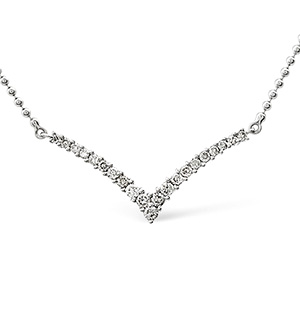 Wishbone Necklace 0.50CT Diamond 9K White Gold