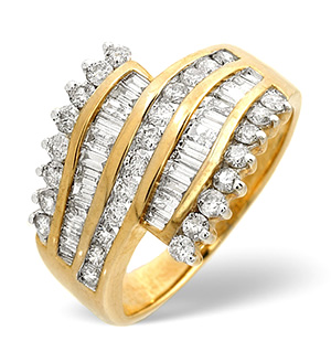 Big Fancy Ring 1.00CT Diamond 9K Yellow Gold