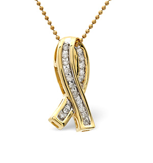 Ribbon Necklace 0.21CT Diamond 9K Yellow Gold