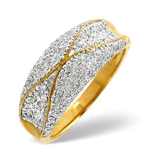 9K Gold Pave Set Diamond Ring
