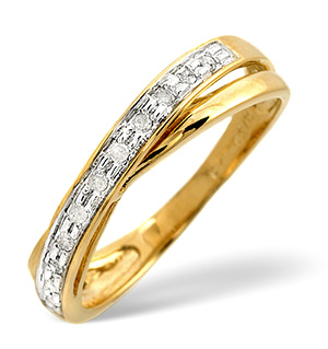 Cross-Over Ring 0.08CT Diamond 9K Yellow Gold