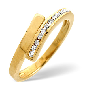 Cross-Over Ring 0.10CT Diamond 9K Yellow Gold