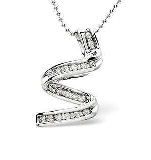Twirl Necklace 0.16CT Diamond 9K White Gold