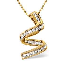 Twirl Necklace 0.16CT Diamond 9K Yellow Gold