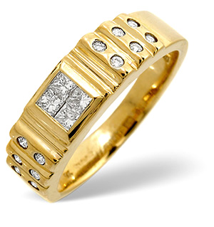 Mens Ring 0.56CT Diamond 9K Yellow Gold
