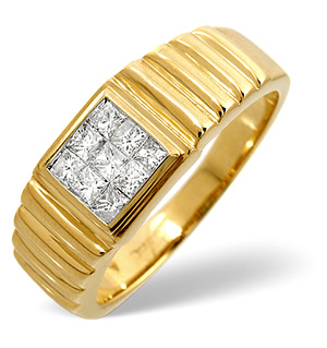 Mens Ring 0.50CT Diamond 9K Yellow Gold