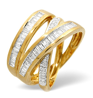 Big Fancy Ring 0.85CT Diamond 9K Yellow Gold