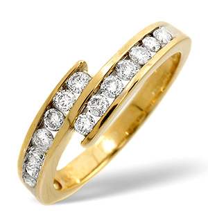 Cross-Over Ring 0.50CT Diamond 9K Yellow Gold