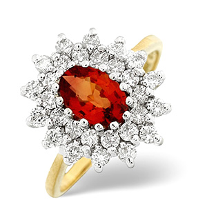 18K Gold Diamond Orange Sapphire Ring 0.56ct