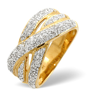 Wide Ring 0.50CT Diamond 9K Yellow Gold