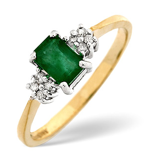 18K Gold Diamond and Emerald Ring 0.06ct