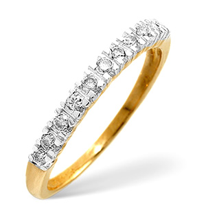 Half Eternity Ring 0.15CT Diamond 9K Yellow Gold