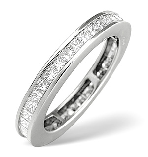 18K White Gold Princess Diamond Eternity Ring 1.52CT
