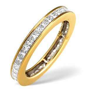 18K Gold Princess Diamond Eternity Ring 1.52CT