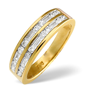 18K Gold Brilliant and Baguette Diamond Eternity Ring