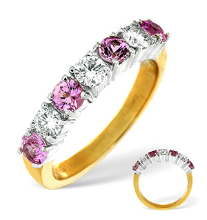 18K Gold Diamond Pink Sapphire Ring 0.50ct