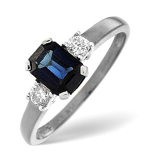 18K White Gold Diamond Sapphire Ring 0.20ct