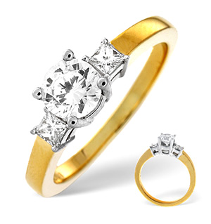 18K Gold Brilliant and Princess Diamond Shoulder Ring