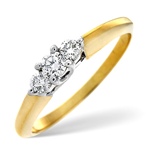 Certified 0.52CT 18K Gold Brilliant Diamond Claw Set Trilogy Ring