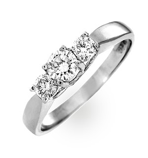 Ariella 18K White Gold 3 Stone Diamond Ring 1.00CT G/VS